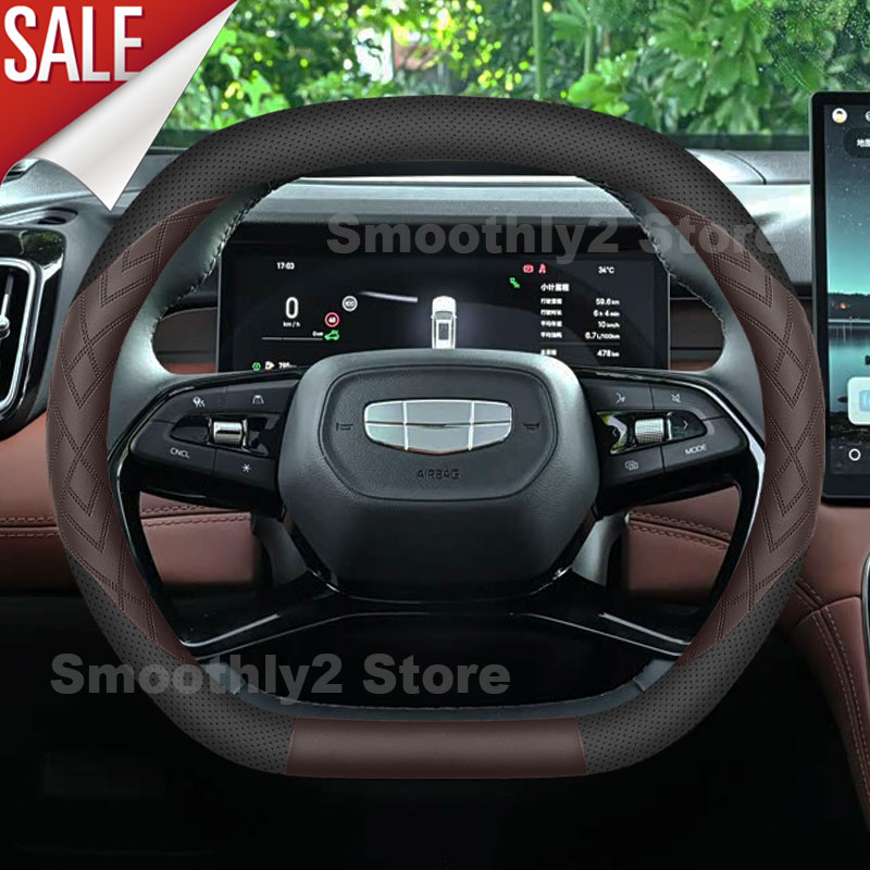 Car Steering Wheel Cover Anti Slip Breathable - Capa de Volante de Couro para